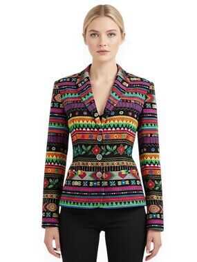 Moschino Jeans Vintage Rare Floral Velvet Corduroy Blazer Jacket New NWOT 10